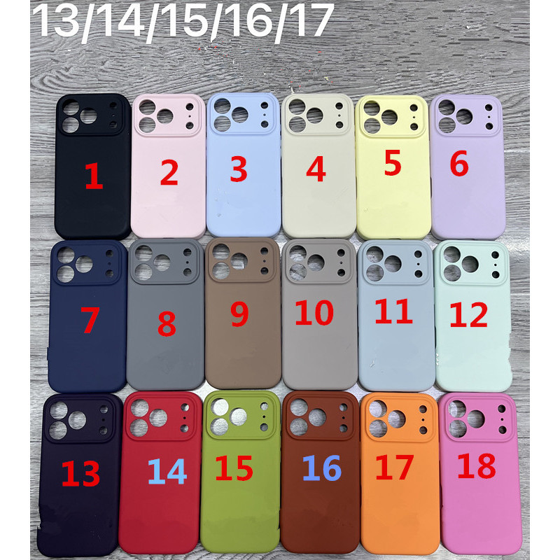 IPhone 17 Pro max เคสโทรศัพท์ซิลิโคนเหลวแบบรูละเอียด 18 สี