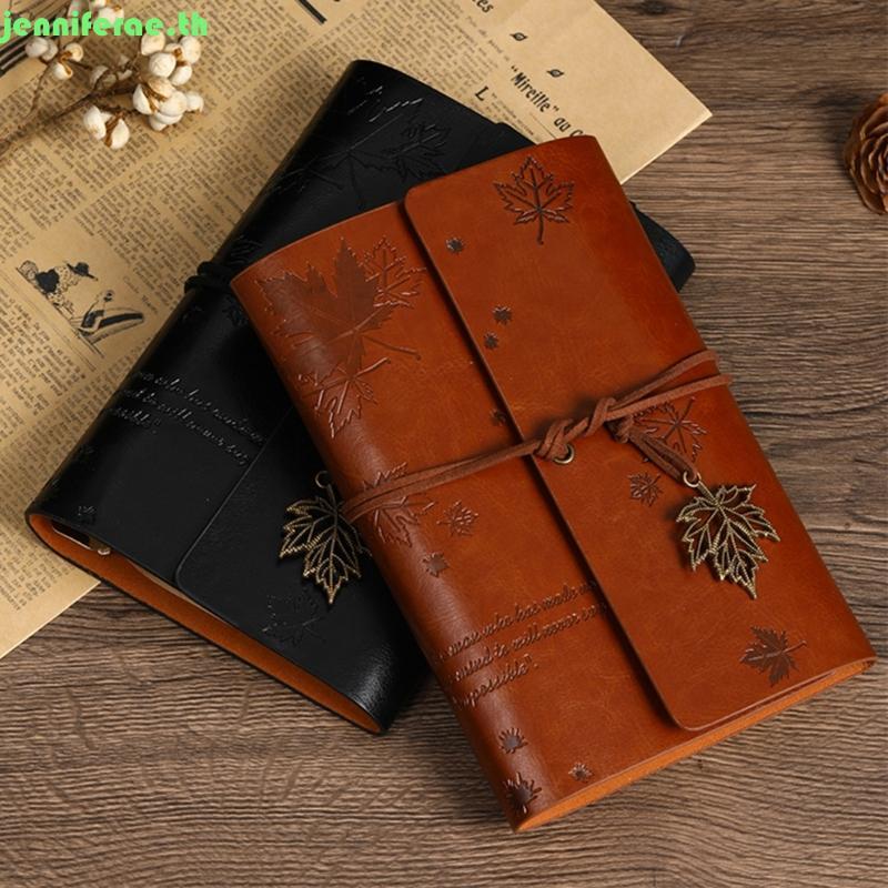 Jenniferae A 6 Retro Leather Notebook Maple Leaf Notepad Journal Notebook Travel Notebook