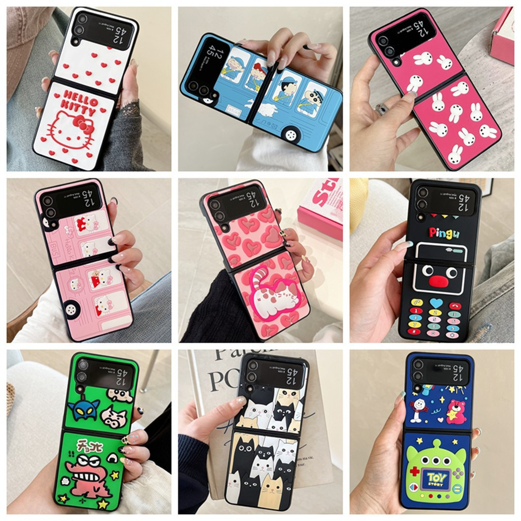 2026 ใหม่สําหรับ Samsung Galaxy Z Flip 7 Z Flip 6 Z Flip 5 Z Flip 4 พับหน้าจอโทรศัพท์มือถือกรณีการ์ตูนสามมิติน่ารัก Crayon Shin-chan Anti-fall matte PC hard Case