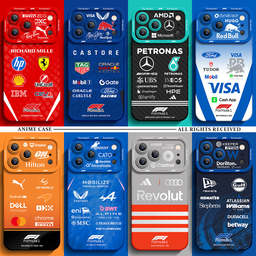 F1 Racing Case สําหรับ iPhone 17 Pro Max ฝาครอบซิลิโคนอ่อนนุ่ม Ferrari Mercedes การออกแบบเฉพาะป้องกันการลื่นป้องกันเต็มรูปแบบสําหรับเด็กผู้ชาย