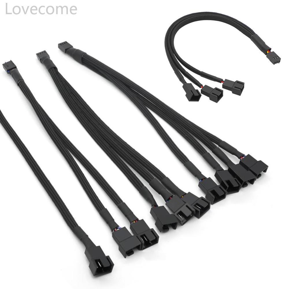 Lovecome ใหม่ 4 ขา Pwm พัดลมสาย 1 ถึง 4/3/2/1 วิธี Splitter สีดํา Sleeved 27 ซม.สายต่อ Pwm สาย H8Y2