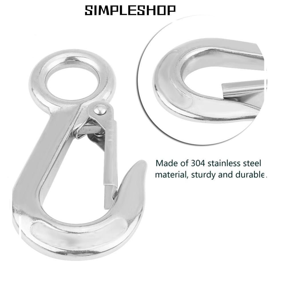 SIMPLESHOP ตะขอเครน สีเงิน 0.2T 0.3T 0.5T ตะขอยก, ตะขอกันลื่นสแตนเลส 304 ทนทาน อุตสาหกรรม