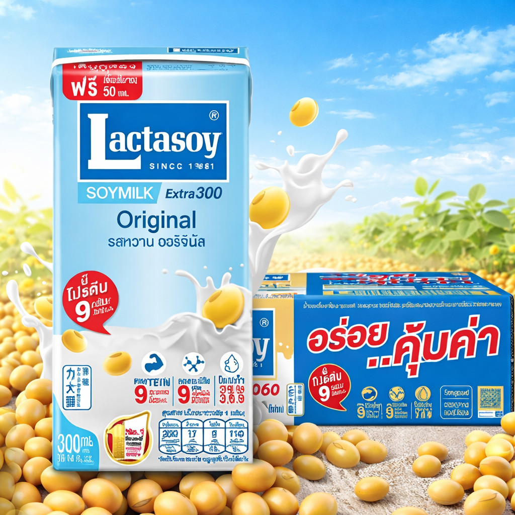 🚩ส่งด่วนในวัน [ยกลัง] นมแลคตาซอยยกลัง นมถั่วเหลือง รสดั้งเดิม ขนาด 300 มล. (36 กล่อง)