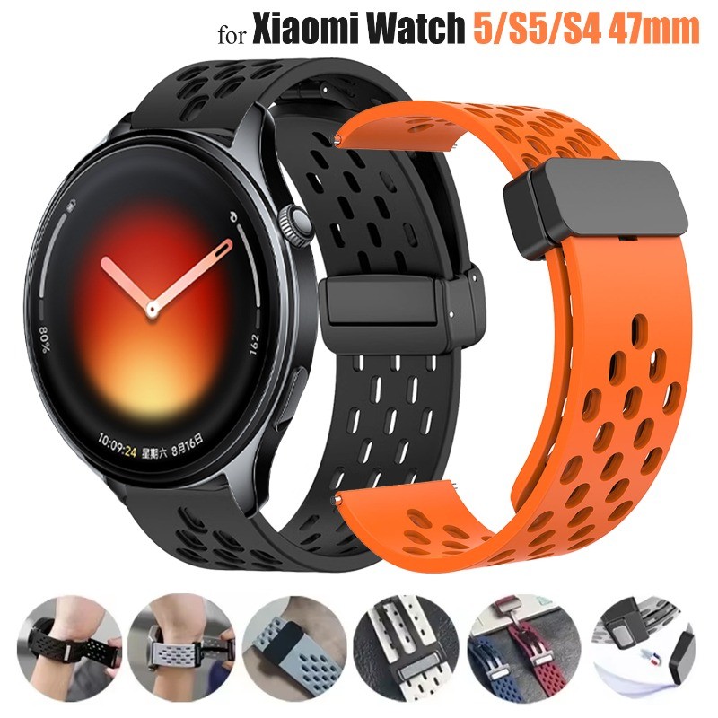 22 มม.สําหรับ Xiaomi นาฬิกา 5/S5/S4 47 มม.สายรัดข้อมือแม่เหล็กสําหรับ Xiaomi S3/S2/S1 pro/Redmi นาฬิกา 5 Active/5Lite สายรัดข้อมือสําหรับชายหญิง