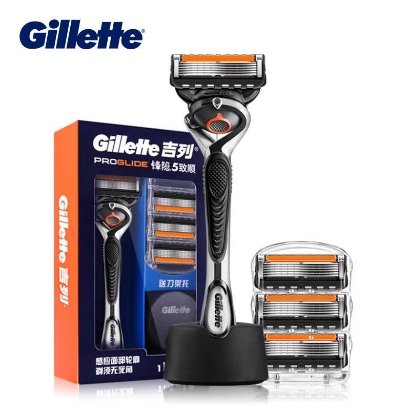 Gillette Fusion 5 Razor 1 ด้าม 4 หัวมีดโกน 1 ขาตั้ง YJKQ