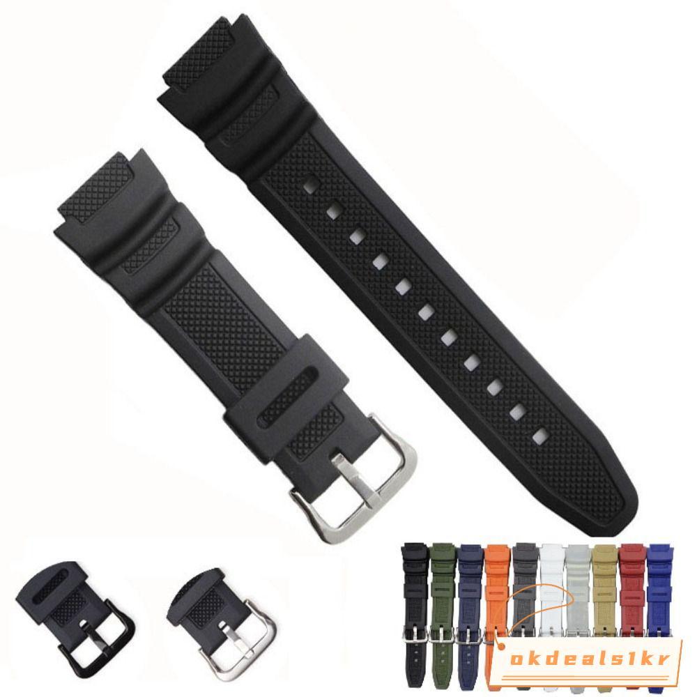 IOKDEALS1 สายนาฬิกาซิลิโคน, ผู้ชายผู้หญิง Pin Buckle สายซิลิโคน,สร้อยข้อมือกีฬา Soft Watchband สําหรับ AE-1200WH AQ-S810W MRW-200H นาฬิกาอุปกรณ์เสริม