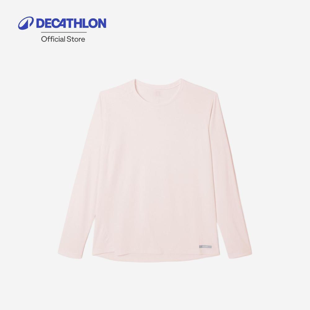 Decathlon Women'S Long-Sleeved Running T-Shirt Sun Protect เสื้อวิ่งผู้หญิงป้องกันแดดแขนยาว รุ่น Sun Protect Pink