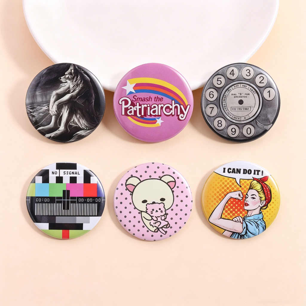 Retro Y2K สไตล์ Tinplate Pin แฟชั่นศิลปะหญิง Power Badge
