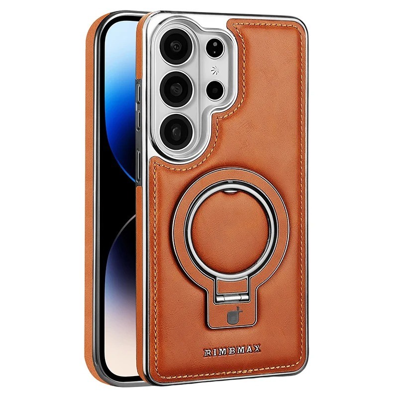 HOCE Alumina Bracket หนังเคสโทรศัพท์สําหรับ Samsung Galaxy S26 Ultra S25 S24 S23 ผู้ถือแหวนแม่เหล็กชุบฝาครอบกันชน