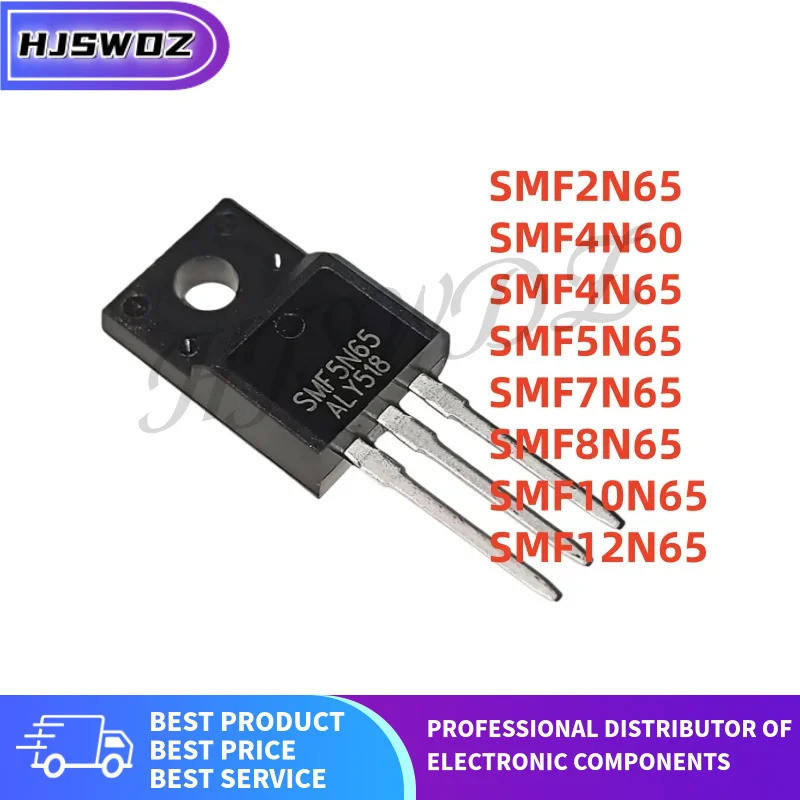 10pcs ใหม่ SMF2N65 SMF5N65 SMF4N65 SMF7N65 SMF4N60 SMF8N65 SMF10N65 SMF12N65 MOS TO-220F ชิป ic 3ZDT
