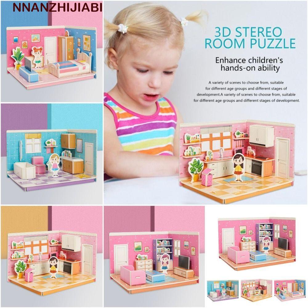 NANZHIJIABI 3D Room รุ่นปริศนาของเล่น,กระดาษแข็งของเล่น 3D Room กระดาษแข็ง,ห้องนอนสร้างสรรค์ Miniatu