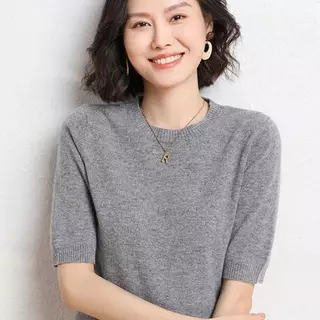 เสื้อยืดไหมพรมแขนสั้น สีพึ้นเรียบง่าย ผ้านุ่มใส่สบาย แมตช์ง่ายใส่ได้ทุกโอกาส-พร้อมส่งจากไทย-รุ่น88027
