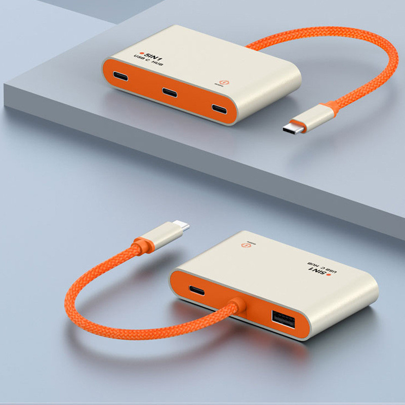 สินค้าใหม่ USB C Docking Station 3 ประเภท C 4K 60HZ HD Video Docking Station 5 in 1 Converter