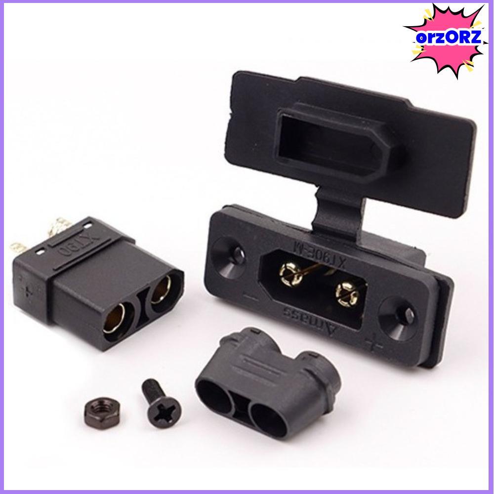 ORZORZ ชุดขั้วต่อแบตเตอรี่ XT90E ปลั๊กตัวผู้เคลือบทอง Amass พร้อมฝาครอบป้องกัน สำหรับ RC โดรน ทนทาน