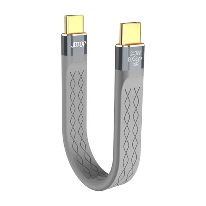 สายชาร์จ USB C 240W,5 นิ้ว 80Gbps Type c Thunderbolt 5 Cable,8K@120Hz Type C Cord เข้ากันได้กับ 16, MacBook, Thunderbolt 4/3 สีเทา