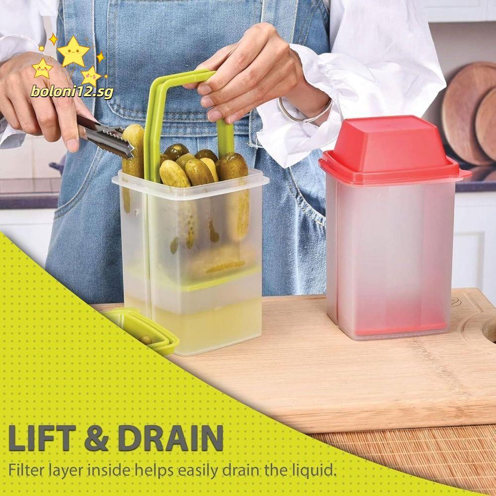 BOLI12 ผักดอง, BPA ฟรีพร้อมฝาปิดภาชนะดองพร้อมที่กรอง, คุณภาพสูง Mess-Free Storage Pickle Holder Reus