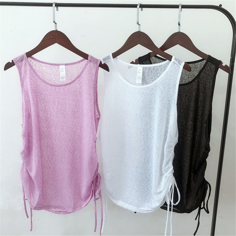 【พร้อมส่งจากจีน】เสื้อโยคะ แขนกุด แบบเซ็กซี่ ผ้าบางใส โล่งตัว ระบายอากาศดี ออกกำลังกาย สำหรับผู้หญิง