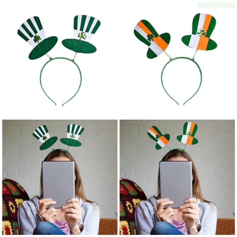 Nan Elastic Irish Hat Headband Classical Irish Shamrock Decors StPatricks Hairhoops