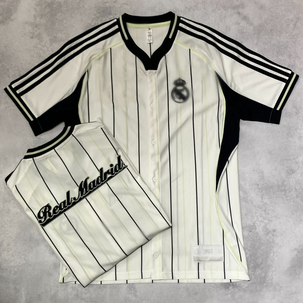 เสื้อเบสบอลลาย Real Madrid สีอเมริกัน แขนสั้นสำหรับฤดูร้อน