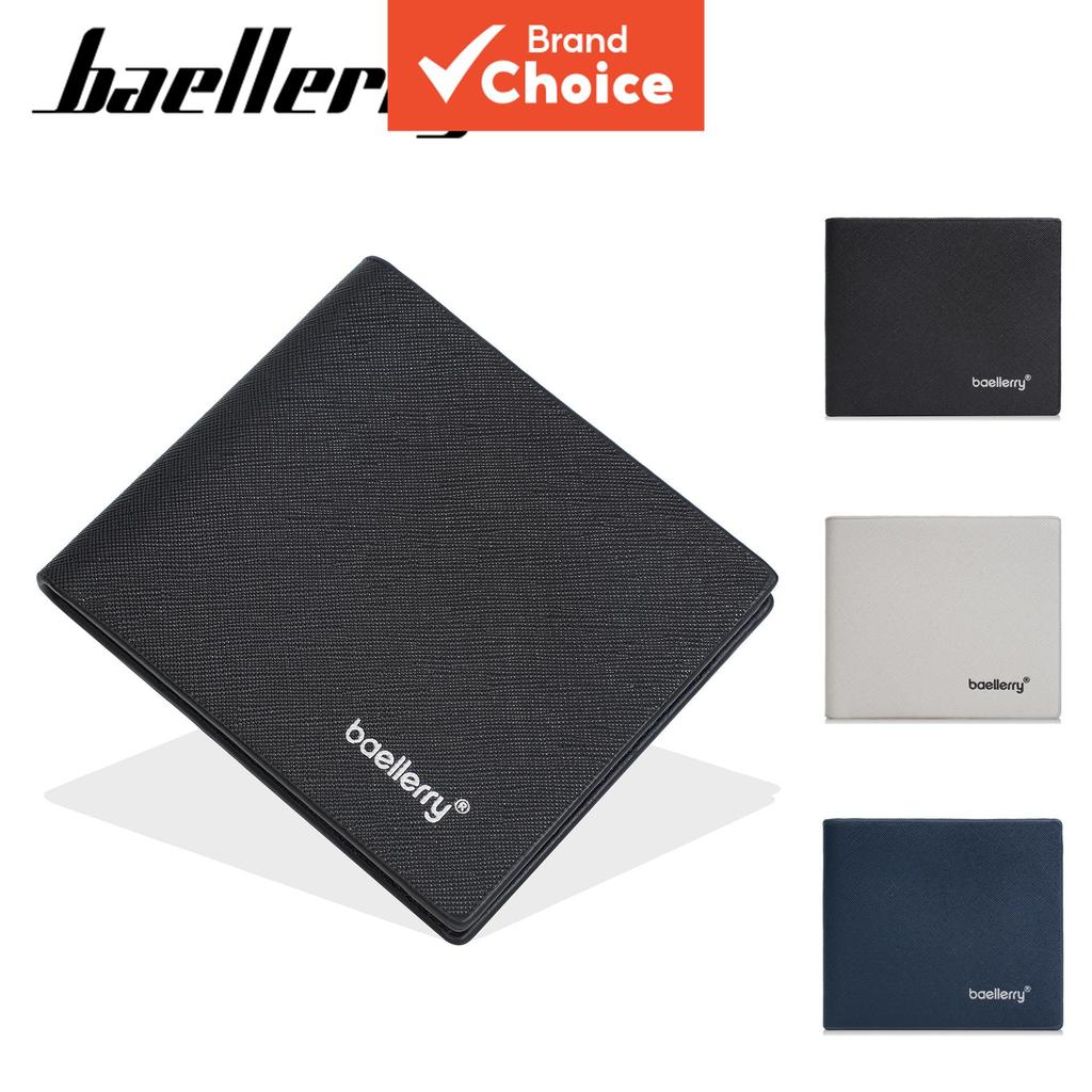 Baellerry กระเป๋าสตางค์หนัง PU สําหรับผู้ชายสั้น RFID Blocking Multi-Card Bifold กระเป๋าสําหรับธุรกิจของขวัญ