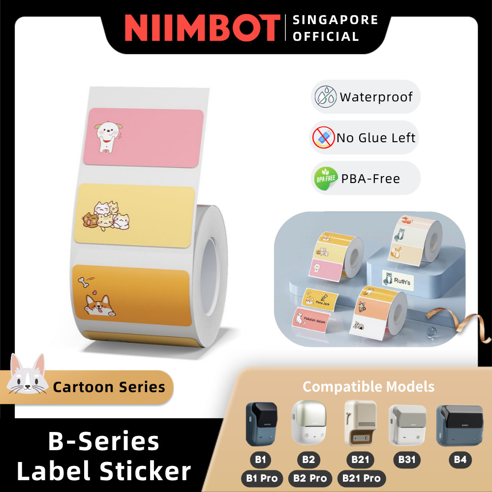 NIIMBOT การ์ตูนสติกเกอร์ฉลากสําหรับ B1 B2 B21 B1 Pro B2 Pro B21 Pro B31 B4 ความร้อนกันน้ําน่ารักชื่อ