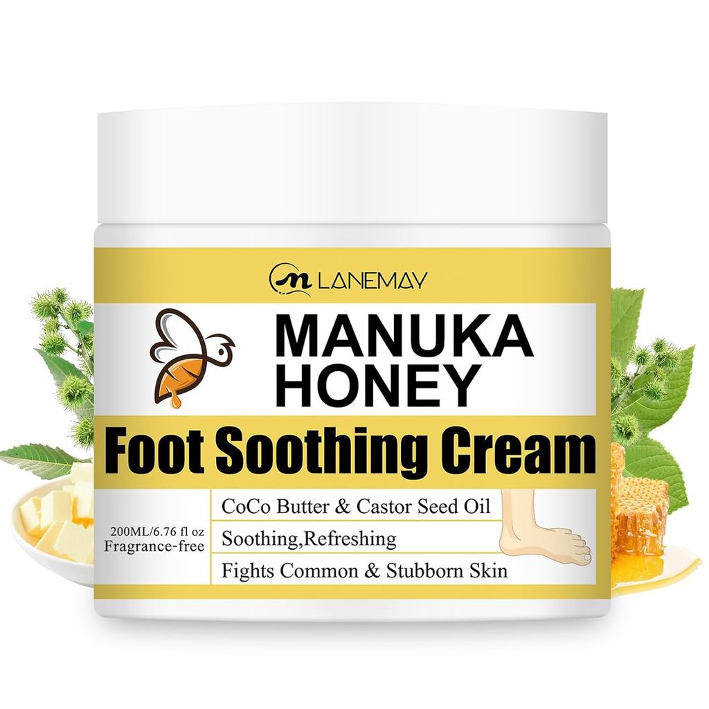Manuka Honey Foot Cream, Soothing Repair Foot Cream สําหรับส้นเท้าแตกแห้งฟุตเข่า, Moisturizing & Exf