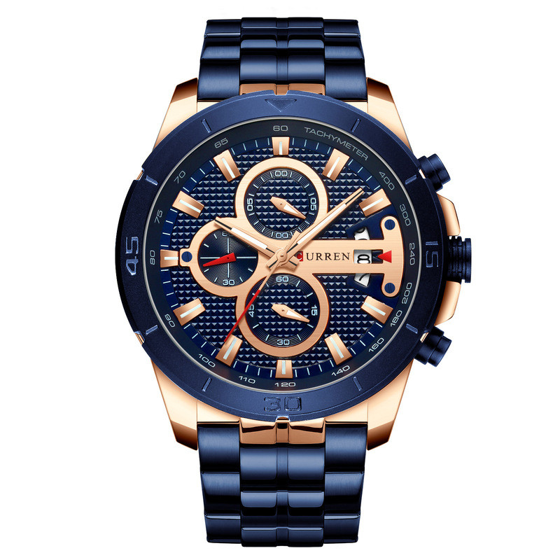 Curren/Curren สไตล์ใหม่ 8337 นาฬิกาผู้ชายหกมือ Multi-Function นาฬิกาควอตซ์ปฏิทินนาฬิกาสายเหล็กนาฬิกา