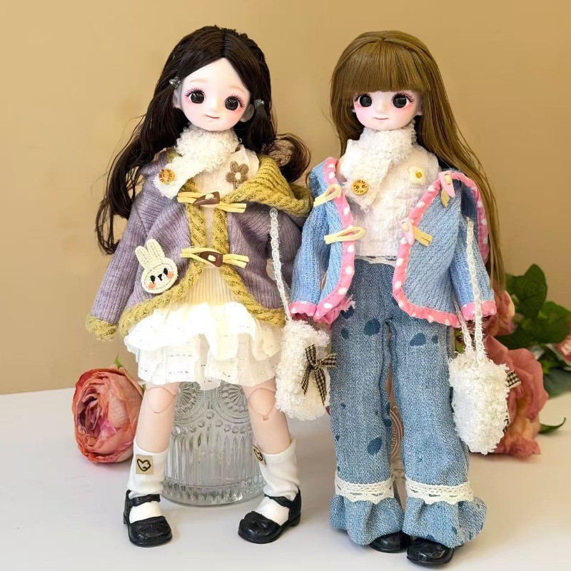 น่ารัก คาวาอิ ใบหน้า 30 ซม. 1/6 อัตราส่วน แต่งตัวบานพับตุ๊กตาและเสื้อผ้าหลายร่วมชุด ทําเอง ของเล่น
