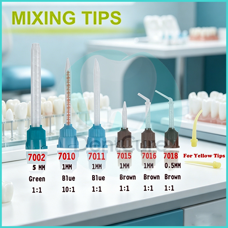 Dental Mixing Tips ยางซิลิโคนผสมเคล็ดลับทันตกรรมสีเหลือง 50ชิ้น