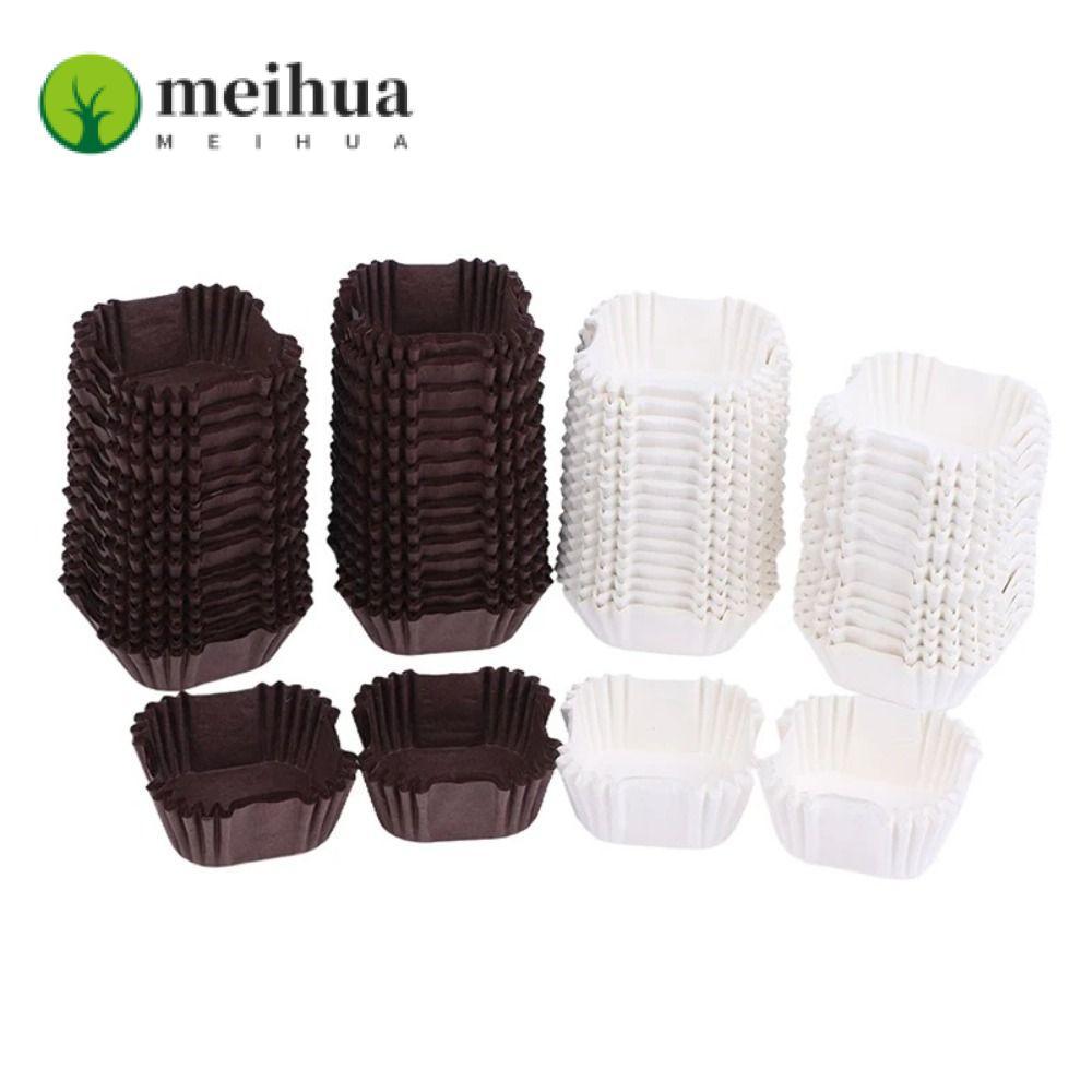 MEIHUA 100 ชิ้น Square Cupcake Liners, Square Oil Proof Muffin Baking Cupcake Paper Holder Birthday 