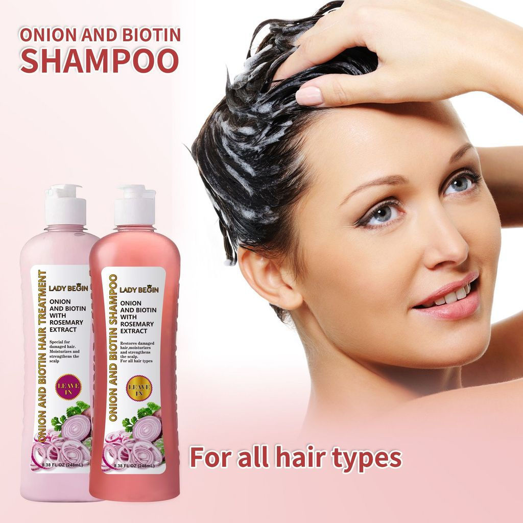 [ขายดี] LADYBEGIN Onion Biotin Shampoo Hair Root Scalp Care Cleanser All English Deep Cleanser 3.8