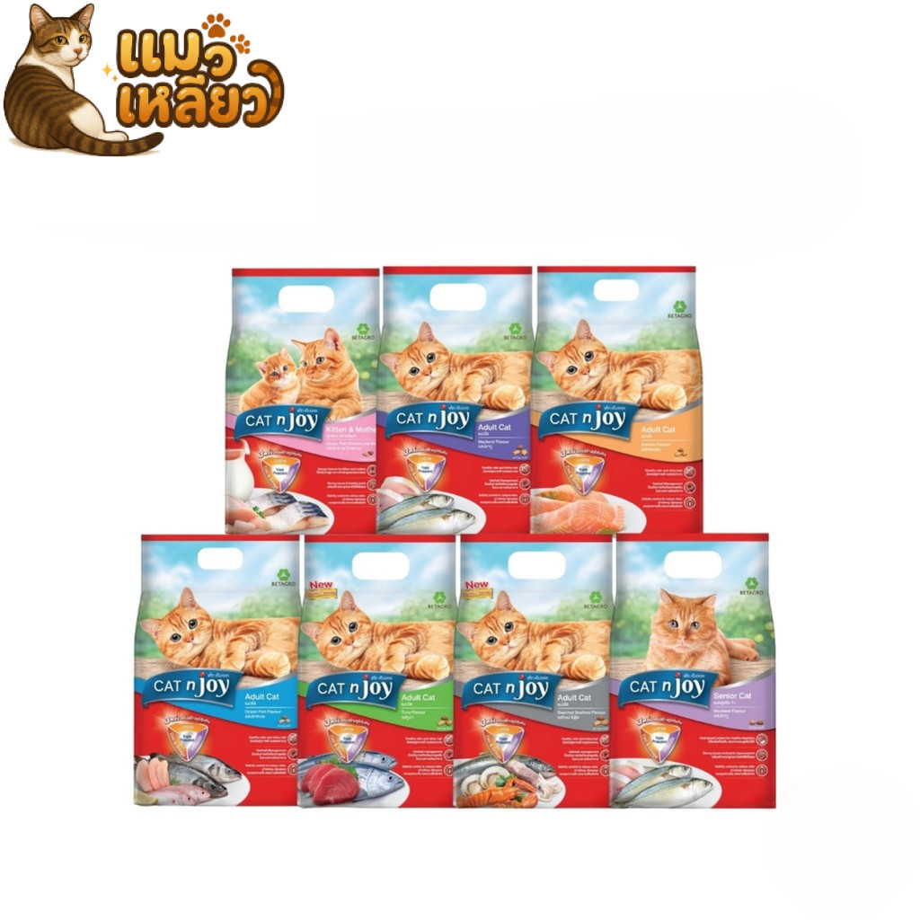 CAT n joy แคทเอ็นจอย อาหารเม็ดแมว ครบสูตร สำหรับแมวทุกสายพันธุ์ กินง่าย เม็ดแมว ขนาด 2.8-3kg