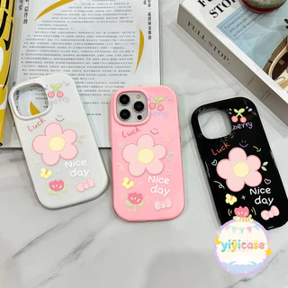 FLOWER เคสสำหรับไอโฟน17pro 13 11 16promax กรณีมือถือขอบกลม เรียบง่าย case for iPhone 15 14 12 ProMax XS XR 6/7/8Plus