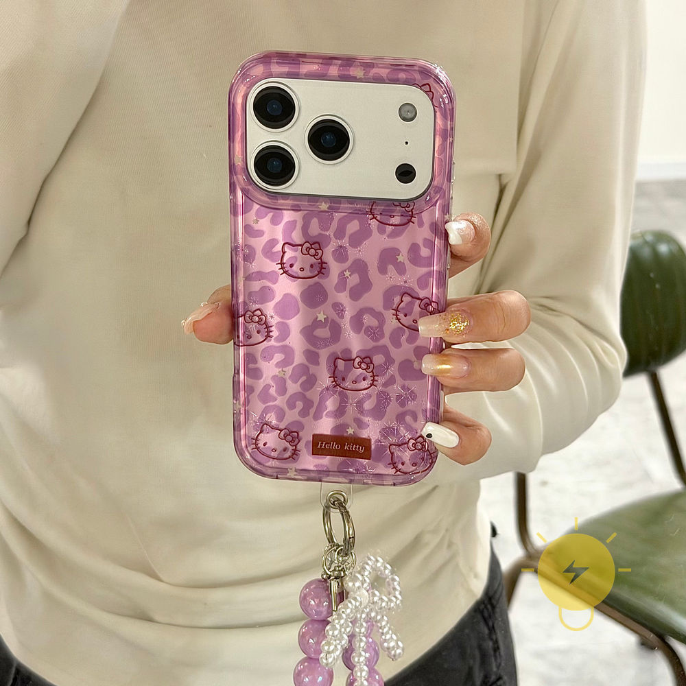 For เคสไอโฟน TPU Leopard Print Keychain Chain Purple Leopard Kitty เคส Phone Case For iPhone 17 Pro Max 16 15 14 13 Cover  Aesthetic Korean Cute ราคา ถูกที่สุด ดีลบีเคเค แกลเลอรีภาพที่ 7