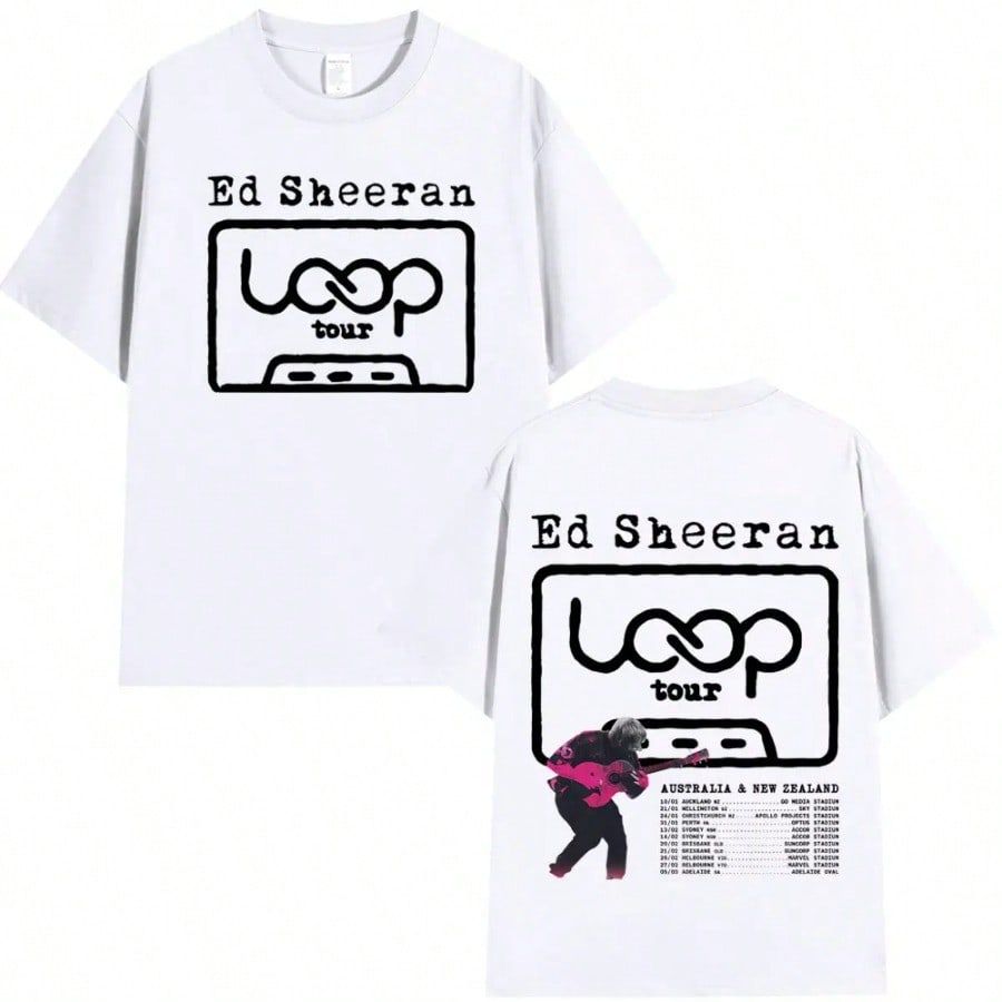 Ed Sheeran Loop Tour Australia and New Zealand 2026 Tour Merch T Shirt Men Women Fashion T-shirt Cot