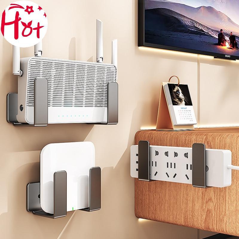 GE ที่วางรางปลั๊กไฟเราเตอร์แบบติดผนังเหล็กคาร์บอนมัลติฟังก์ชั่น อินเตอร์เน็ตไร้สาย ที่วางแร็คประหยัดพื้นที่เจาะผนังวงเล็บสนับสนุนสี่เหลี - รูปที่ 7