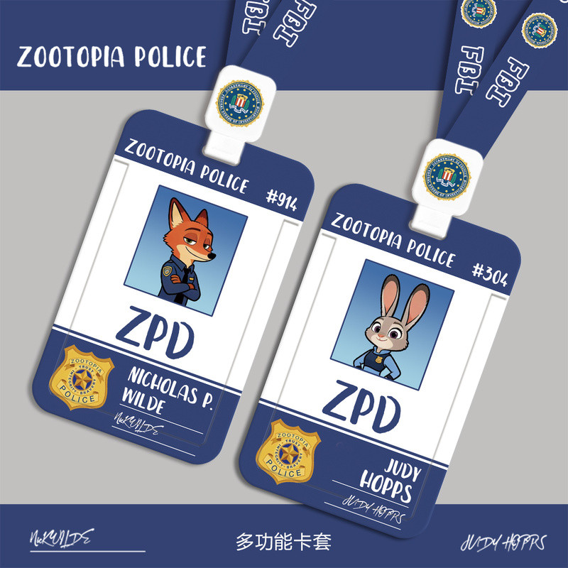ZOOTOPIA ที่ใส่บัตรตํารวจพร้อมหัวเข็มขัดแบบดึงขึ้น, เคสป้องกันการ์ดในวิทยาเขต, ที่ใส่บัตรประชาชนอเนกประสงค์