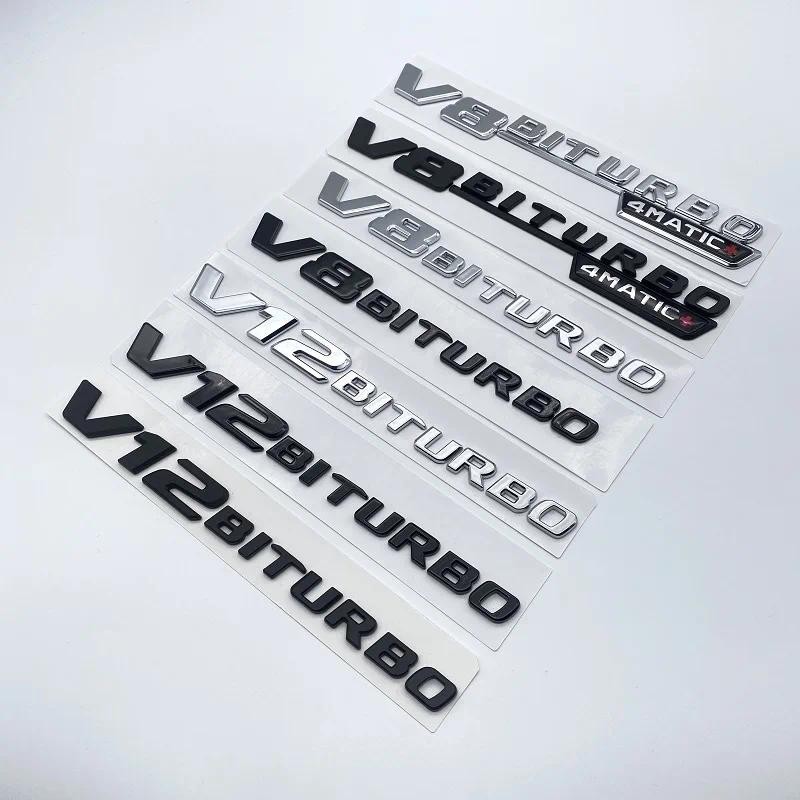 สัญลักษณ์ตัวอักษรสําหรับ Mercedes Benz AMG V12BITURBO V8 BITURBO 4MATIC + จัดแต่งทรงผมรถ Fender โลโก