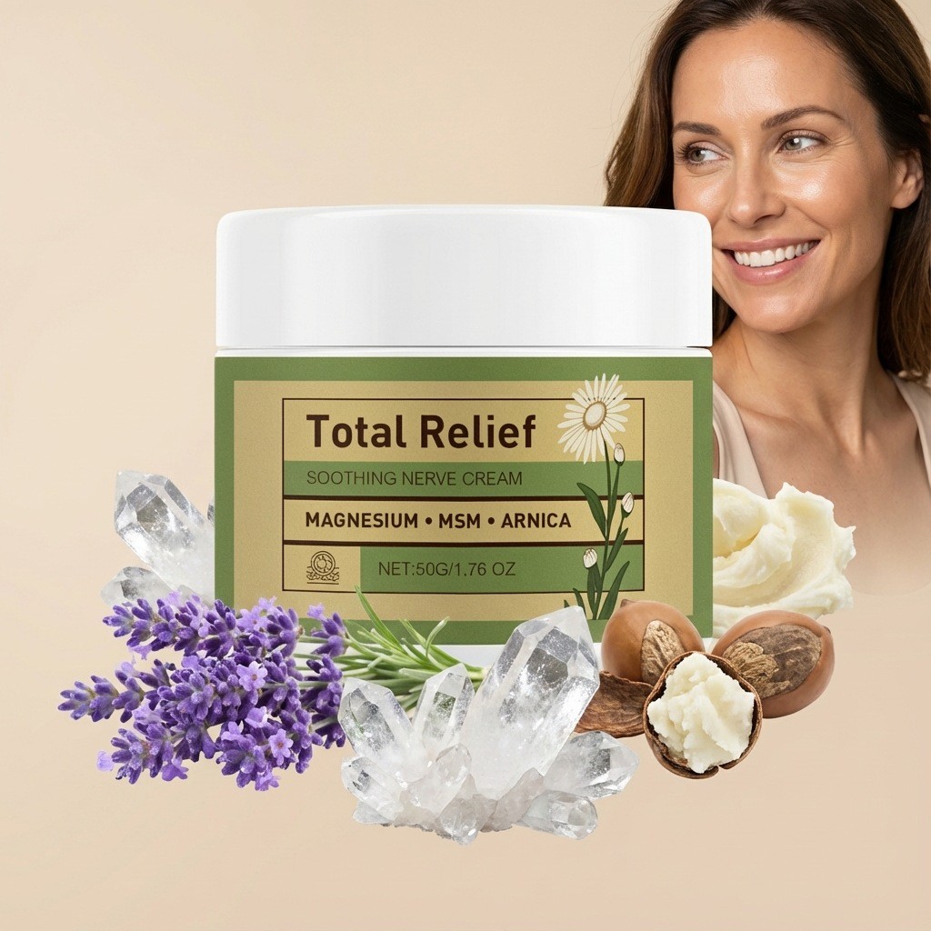 Total Relief Soothing Nerve Cream 50g – Magnesium MSM Arnica Non-Sticky Easy-Spread Body Lotion เพื่อการผ่อนคลายกล้ามเนื้อประสาท Comfort