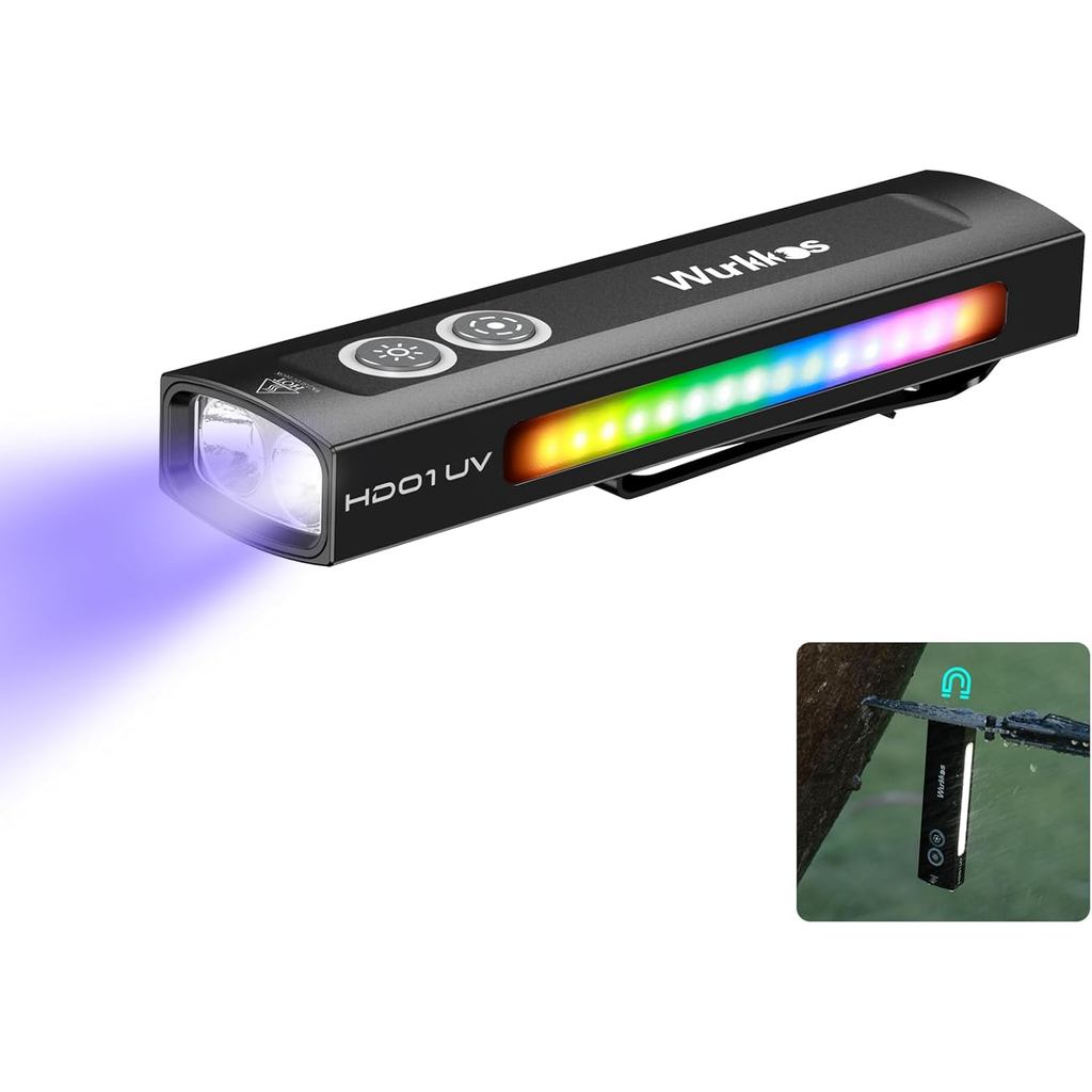 Wurkkos HD01 ไฟฉาย UV แบบชาร์จไฟได้ พร้อมแสง UV 365nm และ RGB ส่องสว่างถึง 1200 Lumens เหมาะสำหรับกา