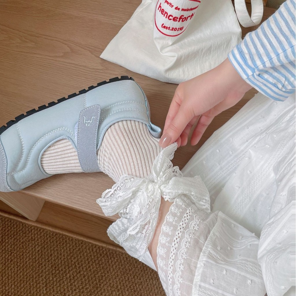 ถุงเท้าผ้าฝ้ายสไตล์เกาหลี JK ตกแต่งด้วยโบว์ลูกไม้ ระบายอากาศได้ดีและสวมใส่สบาย - รูปที่ 4