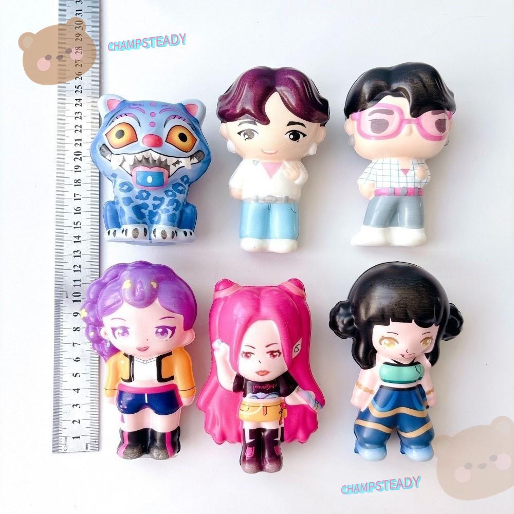 CHAMPSTEADY Kpop Demon Hunters ของเล่นบีบ, รูปปั้นนุ่มอะนิเมะ Anti-Stress Squishy ของเล่น​​, ของเล่น