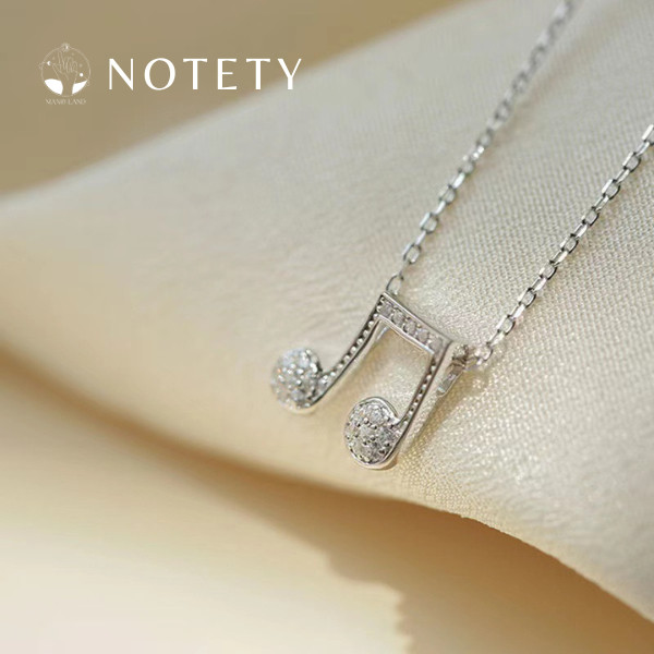 MNL💗สร้อยคอจี้ตัวโน้ต NOTETY ตัวอักษร น่ารัก เครื่องประดับแฟชั่น ไม่ลอกดำ เงินแท้925