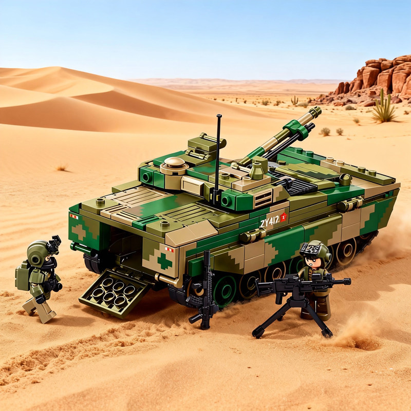 Little Luban Building Blocks ZBD-04AS Infantry Chariot ทหารรุ่นรถถังหลัก Fighter การศึกษาประกอบของเล
