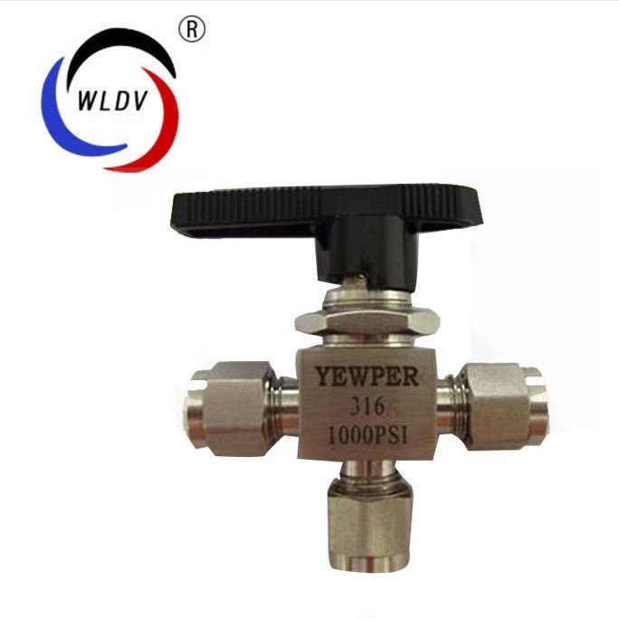 304WLDV-แรงดันสูงสแตนเลส Kang Precision ท่อ 316 บอลวาล์ว T-Type บอลวาล์วการ์ดแขนความงามเลียนแบบสามทา