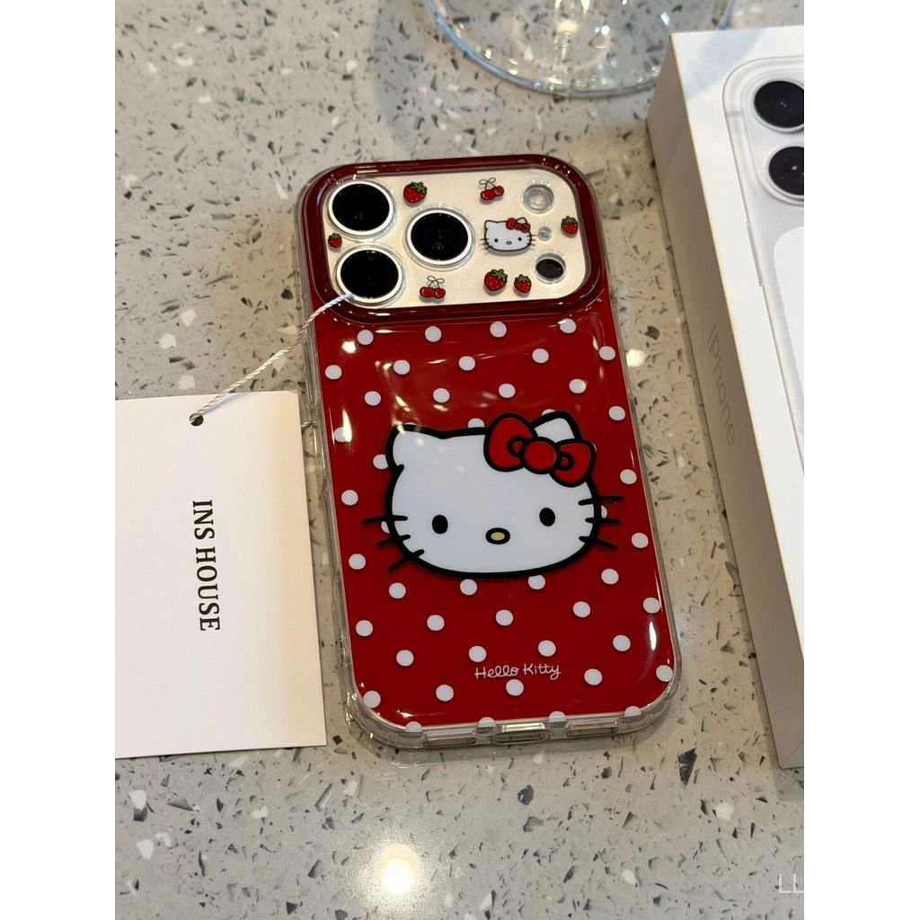 เคสโทรศัพท์ เหมาะสําหรับ iPhone 11 12 13 14 15 16 17 Pro max Plus Air หวานน่ารัก Polka Dot หัวแมวกันกระแทกกันกระแทกกันกระแทกเคสรวมทุกอย่าง NG19
