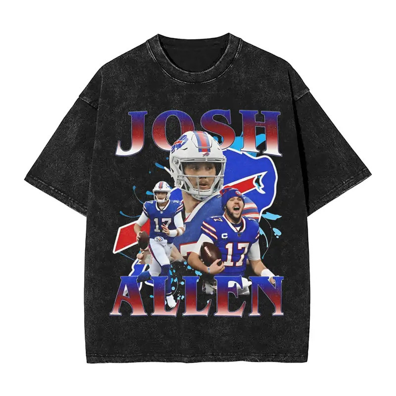 เสื้อยืดแขนสั้นผู้ชาย Josh Allen ผลิตจากผ้าฝ้ายแท้ รอบคอดีไซน์พิเศษ เหมาะสำหรับเป็นของขวัญ