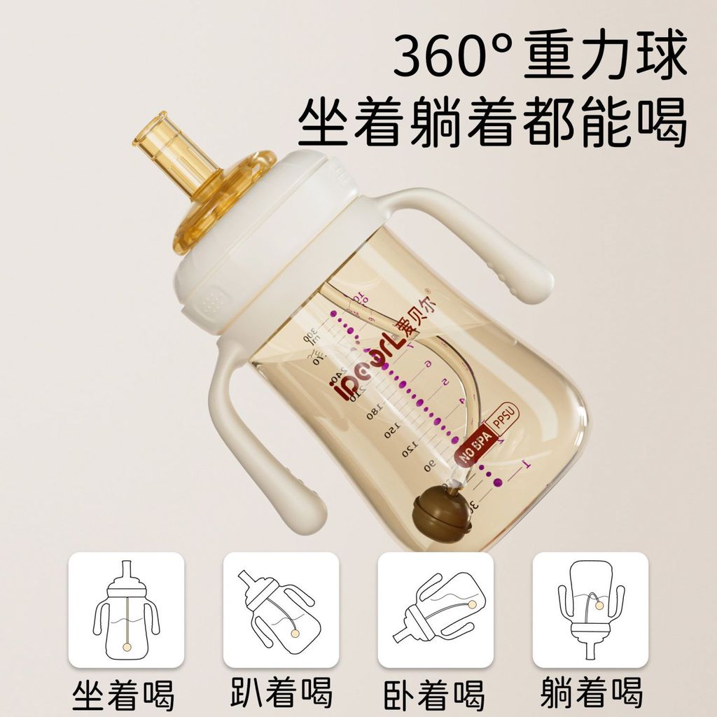 Aibel PPSU ขวดนม Rainbow เรียนรู้การดื่ม Duckbill ถ้วยเด็กทารกถ้วยน้ําดื่มโดยตรงถ้วยฟางกันกระแทกสามว