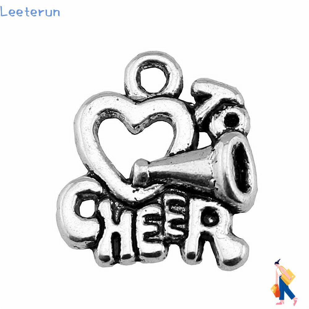 LEETERUN 50 ชิ้น Cheer Leading Theme Charms, 17x16 มม.I Heart To Cheer Heart Shape Cheer Horn Charms