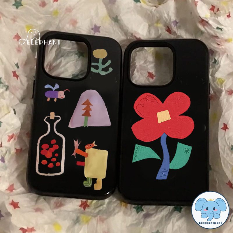 สำหรับ IPhone 17 16 12 AIR 15 13 11 14 Pro Max XR XS X Max 15 7 8 Plusดอกไม้น่ารัก ภาพสีน้ำมันป่าลึกลับ สัตว์ ผิวมัน เคส